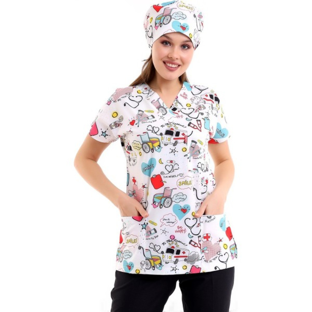 Bilenn Tekstil Yarasa Kol Dijital Unisex Desenli Üst - 6503 Beyaz Stetoskop - Renkli - XL Oto Boyaları Fiyatı