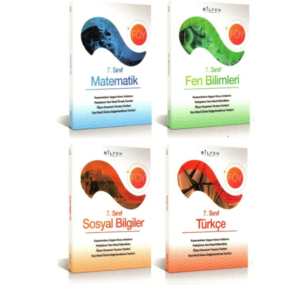 Bilfen 7. Sınıf Türkçe+Matematik+Fen+Sosyal Föy Seti 4 Kitap Tüm Dersler Fiyatı