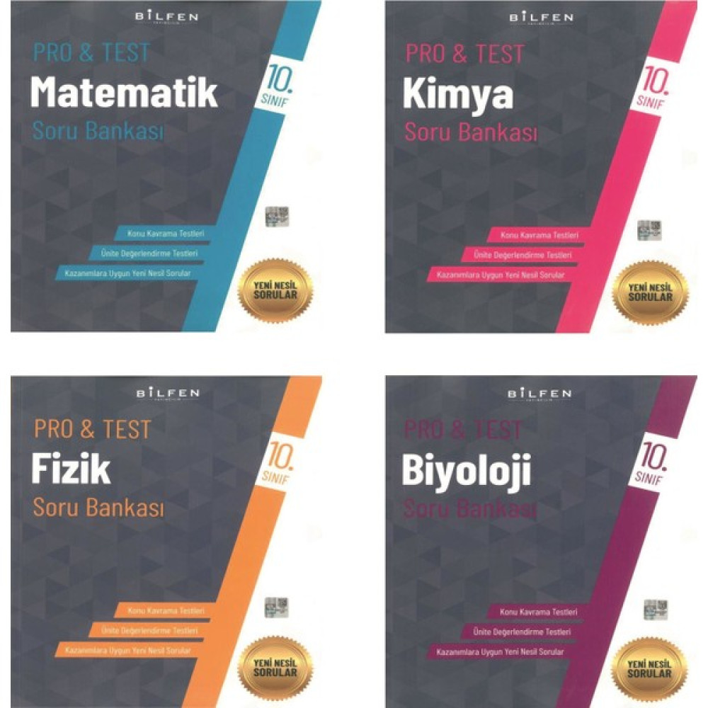 Bilfen Pro&Test 10. Sınıf 4'lü Sayısal Soru Bankası Seti (M-F-K-B) Tüm Dersler Fiyatı