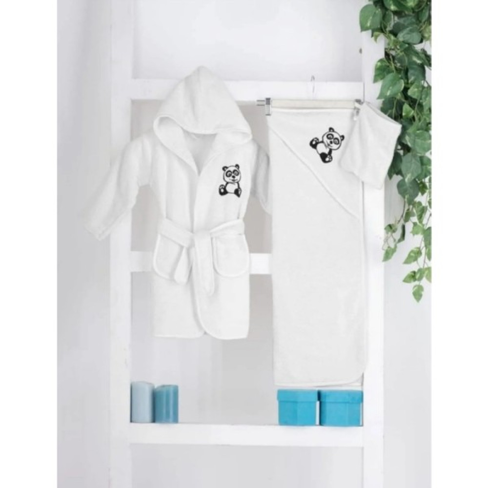 Bilge Bebek Bebek %100 Pamuk Bornoz Seti - Beyaz Bebek Banyo-Tuvalet Fiyatı