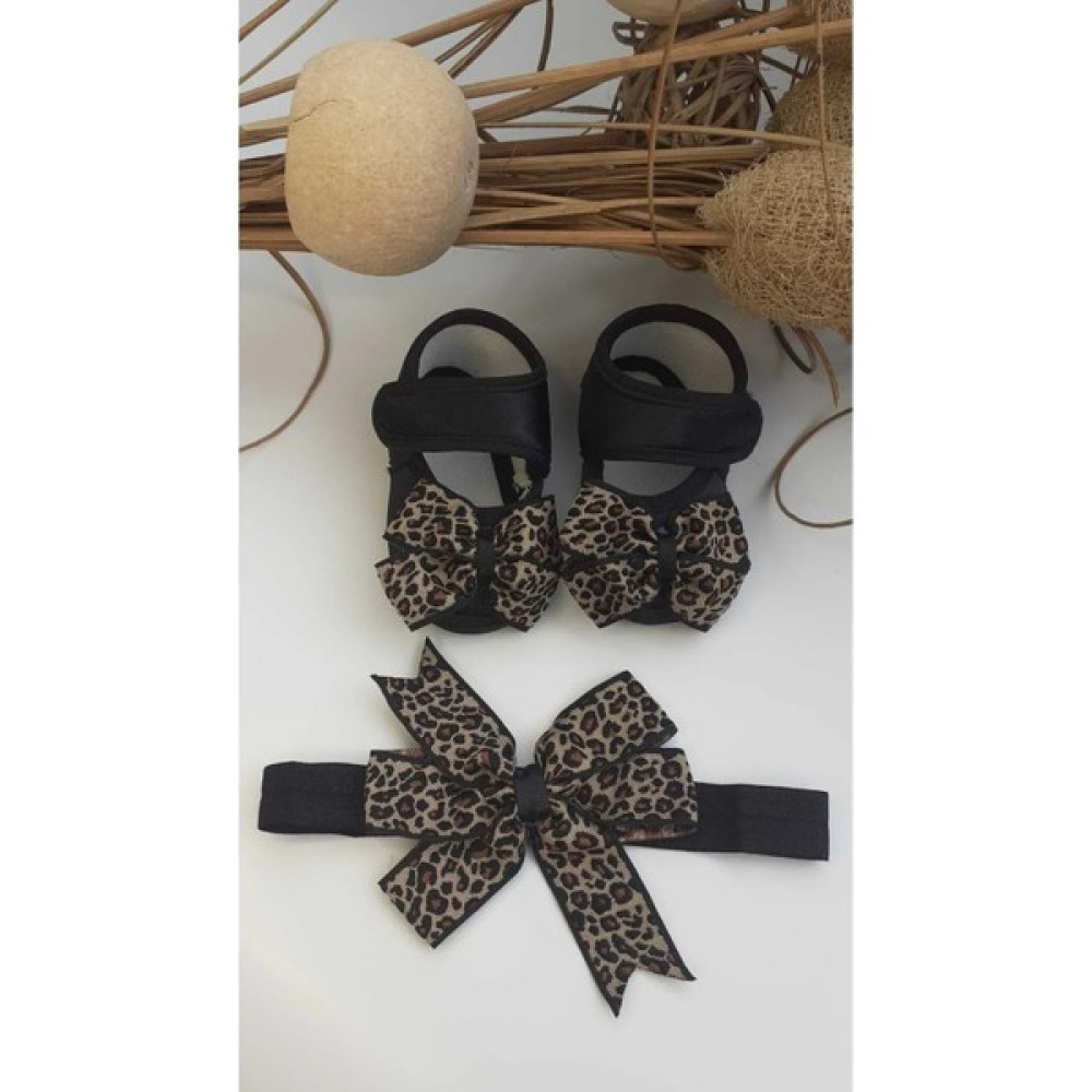 Bilge Trend Leopar Desenli Bebek Patik ve Bandana Seti Bebek Ayakkabı Bandana Seti Bebek Ayakkabısı Fiyatı