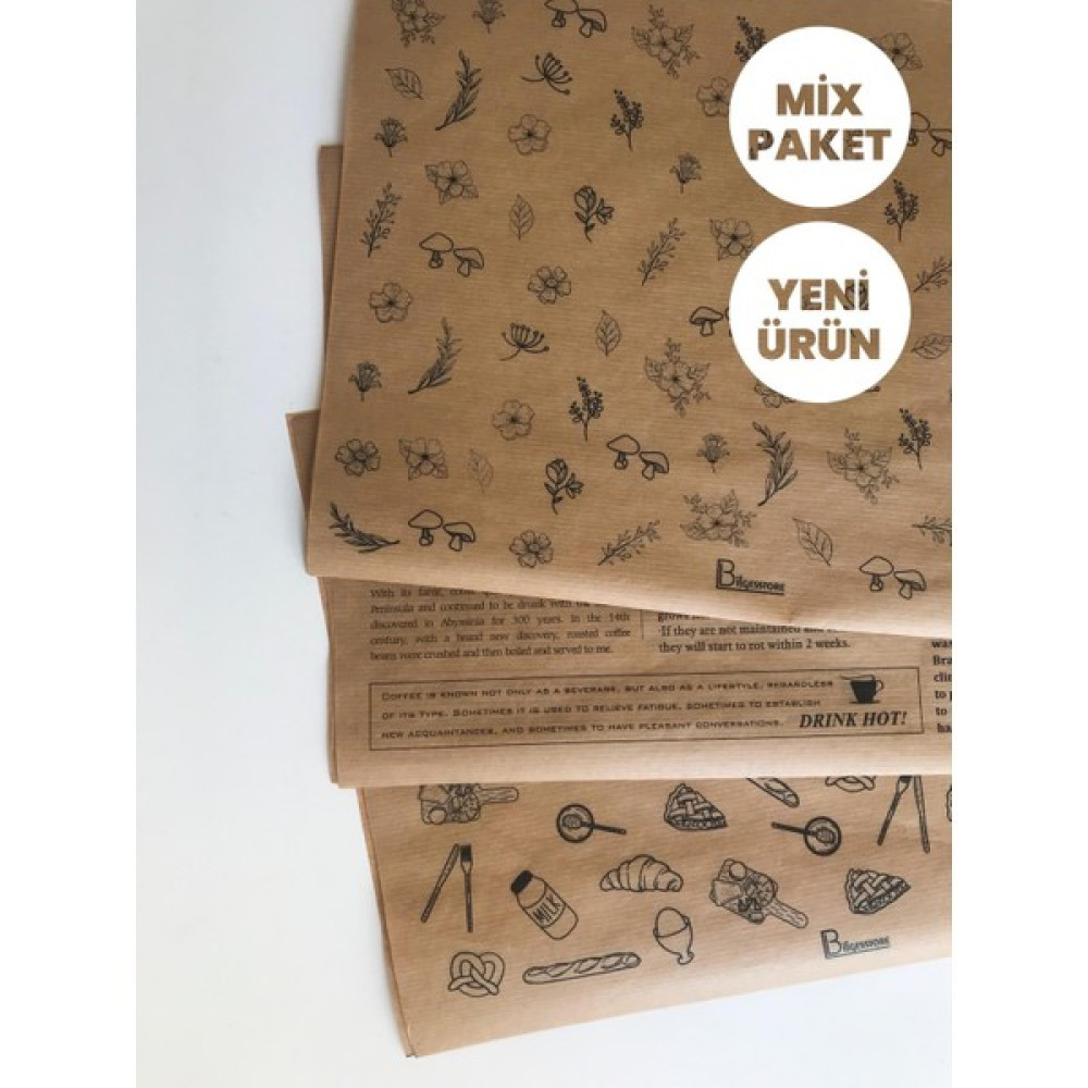 Bilgesstore Sunum Kağıdı - Mix Paket 4 Çeşit 40 Adet - Sandviç Kağıdı - Ithal Şamua Pişirme Kağıdı Fiyatı