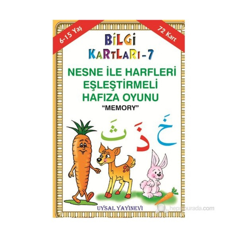 Bilgi Kartı 7- - Kur’an Elifbası ile Nesneleri Eşleştirme Oyunu - Mürşide Uysal Okul Öncesi Eğitici & Öğretici Kitaplar Fiyatı