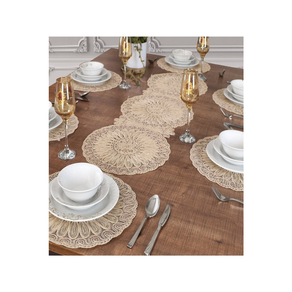 Bilgiçler Amerikan Servis Supla Ve Runner Seti 6 Kişilik Set Angel Gold Runner Fiyatı