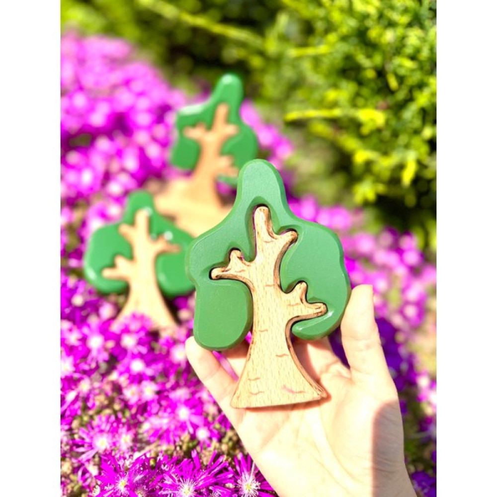 Bilmiş Çocuk Waldorf Ahşap Meşe Ağacı Puzzle (2 Parça) Bebek Oyuncakları Fiyatı