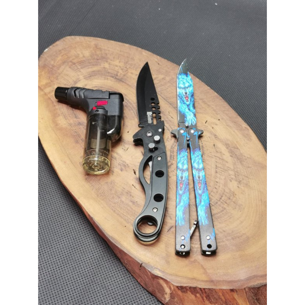 Biltek Shop Outdoor 3Lü Kurt Kelebek Cakmak Ve Cakı Set Paslanmaz Çelik Çakı Fiyatı