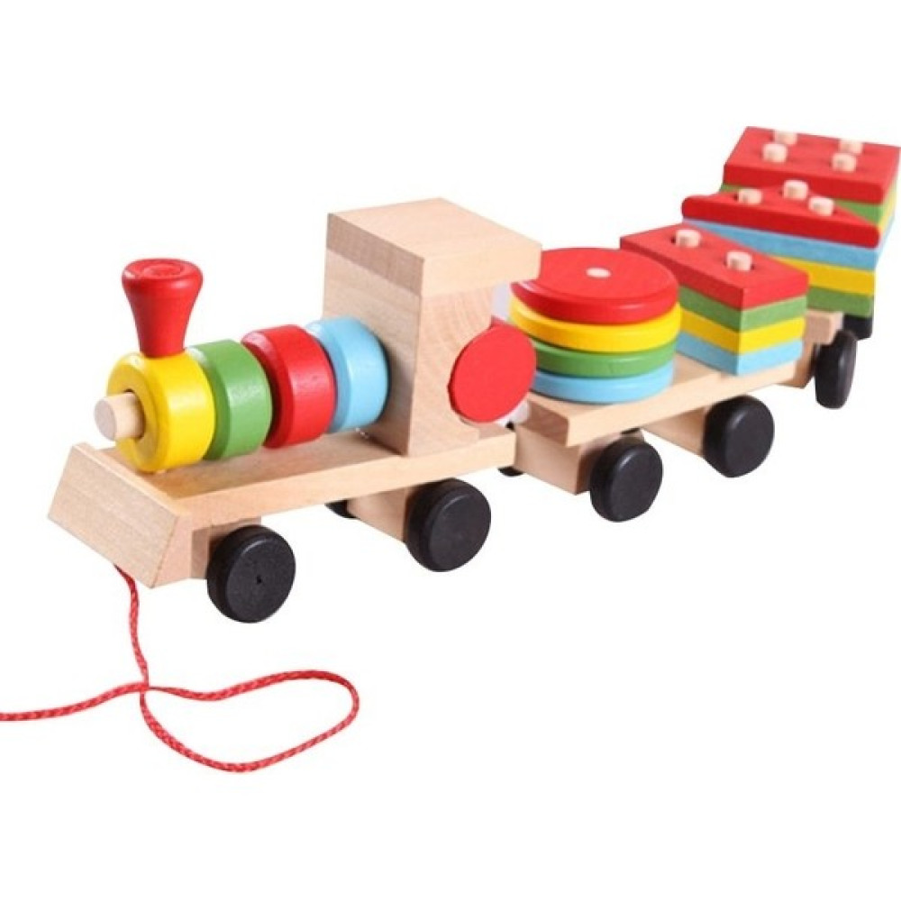 Bilzeka Ahşap Tren - Geometrik Şekilli Bebek Oyuncakları Fiyatı