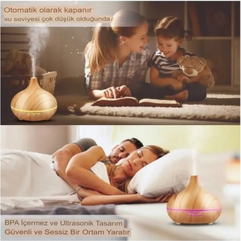 Bima 550 ml Aroma Difüzörü Buhar Ultrasonik 7 Renk LED Işıklı Aromatik Oda Kokusu Hava Nemlendirici Buhar - Bej Hava Temizleme - Nemlendirme Cihazları Fiyatı