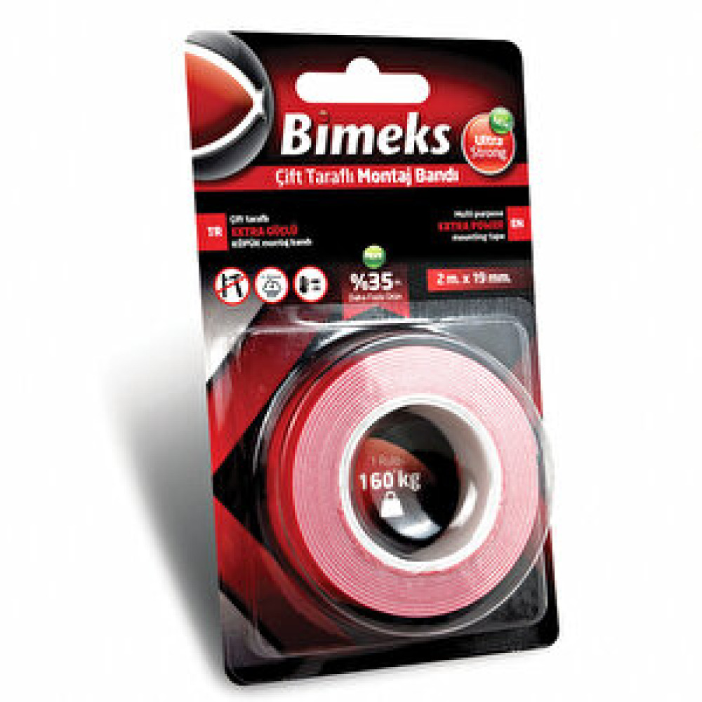 Bimeks Çift Taraflı Extra Güçlü Köpük Montaj Bandı - 19mm 2 metre Bant Fiyatı