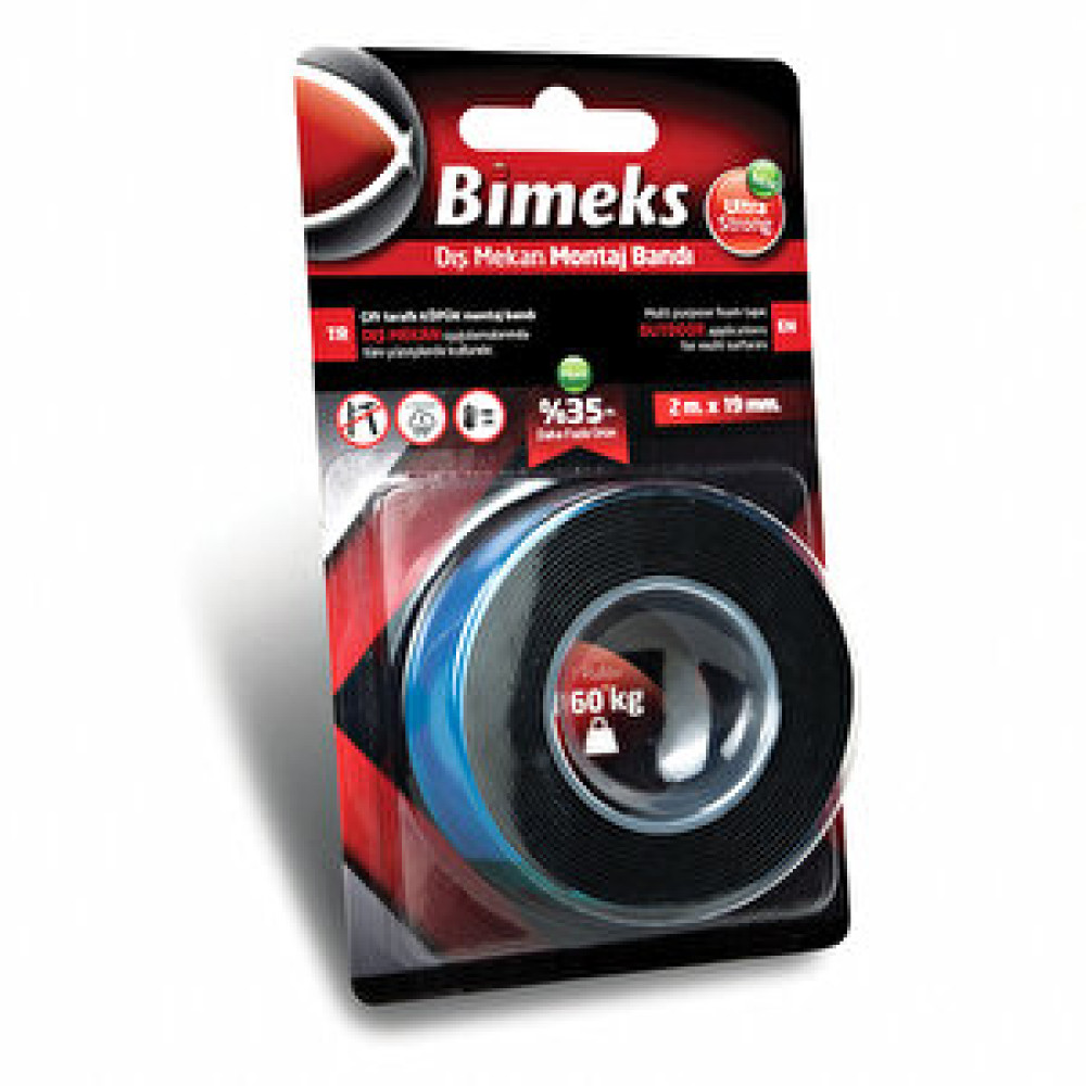 Bimeks Çift Taraflı Köpük Montaj Bandı 19mm 2 metre Bant Fiyatı