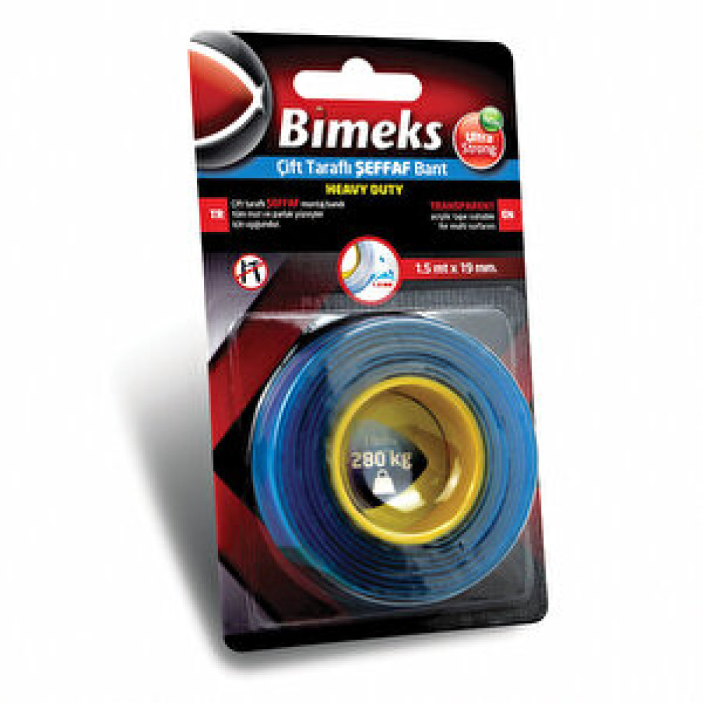 Bimeks Çift Taraflı Şeffaf Montaj Bandı - 19mmx1,5M Bant Fiyatı
