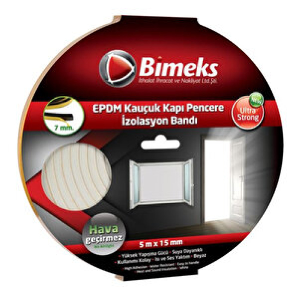 Bimeks Kauçuk Kapı Pencere Bandı 7mm Beyaz Dış Cephe Yalıtım Malzemeleri Fiyatı