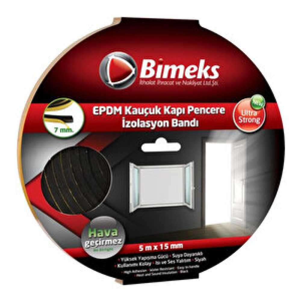 Bimeks Kauçuk Kapı Pencere Bandı 7mm Siyah Dış Cephe Yalıtım Malzemeleri Fiyatı