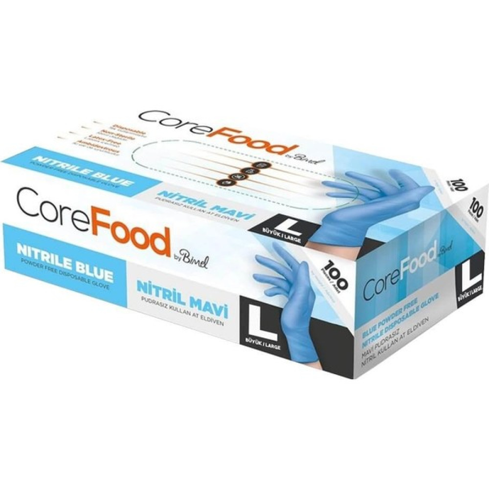 Bimel Corefood Pudrasız Nitril Eldiven L Beden Mavi 100'lü Diğer Fiyatı