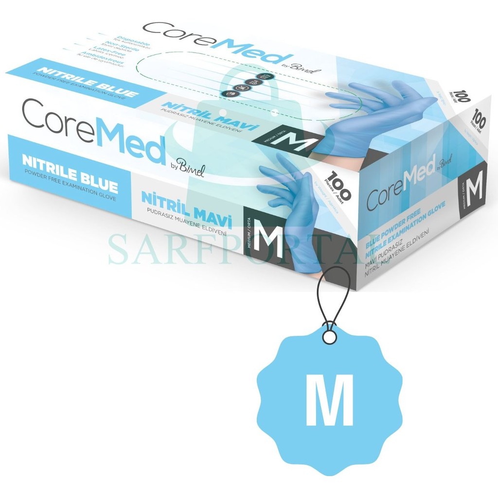 Bimel Coremed Mavi Nitril Muayene Eldiveni Pudrasız 100'LÜ Paket - Medium - M SSD / Solid State Drive Fiyatı