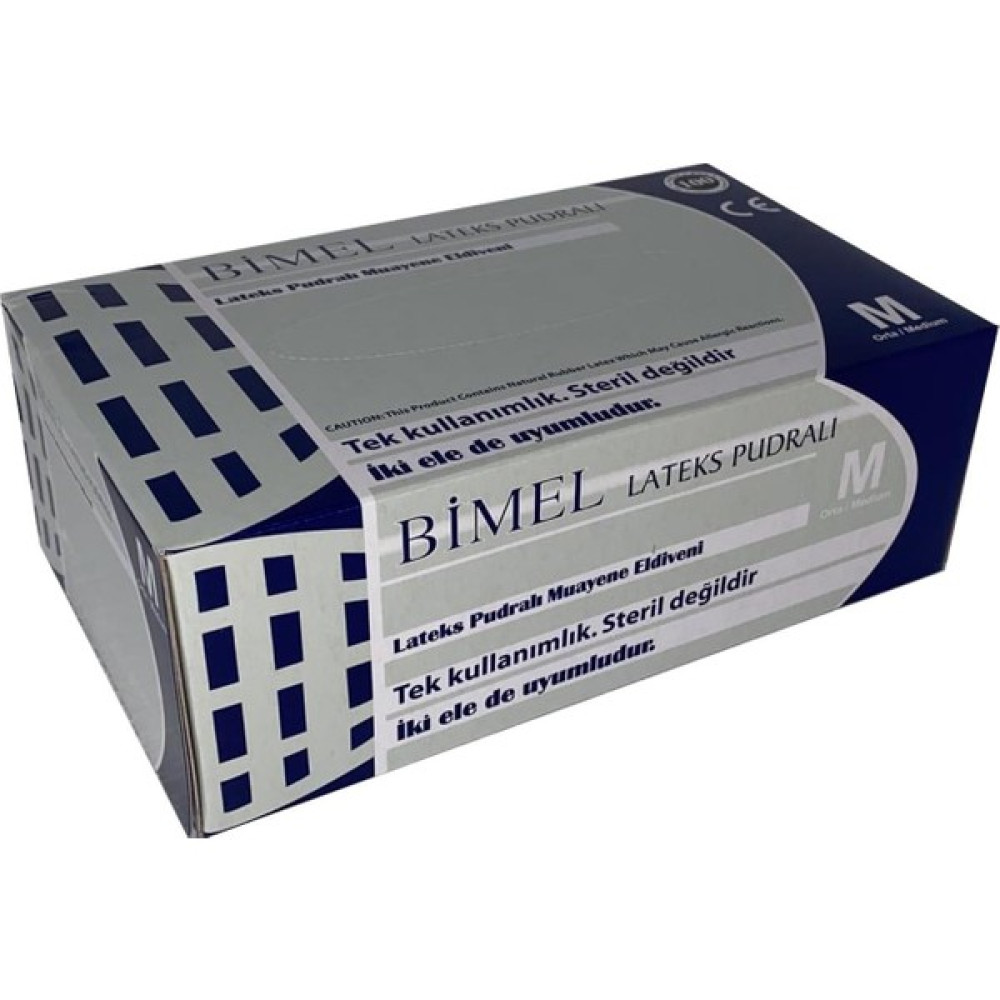 Bimel ELDİVEN BİMEL PUDRALI LATEX ORTA BOY BEYAZ ELDİVEN 1 PAKET - M Temizlik Malzemeleri Fiyatı
