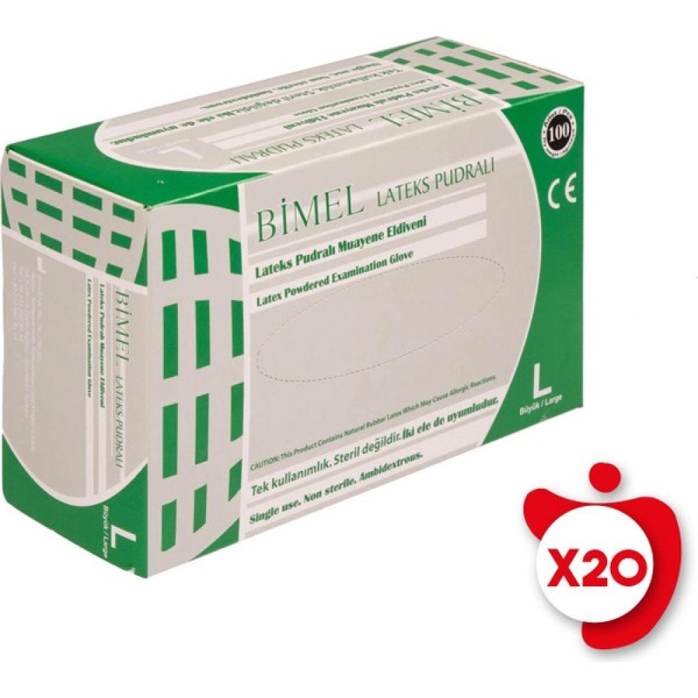 Bimel Pudralı Lateks Eldiven L Beden Beyaz 100'LÜ 20 Paket Oto Boyaları Fiyatı