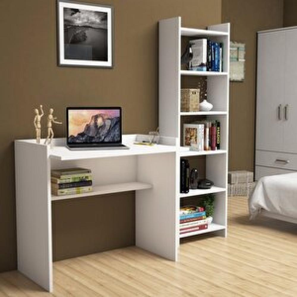 Bimossa Kösem Beyaz Çalışma Masası Kitaplıklı 90 Cm T2040 Bilgisayar Masası Fiyatı