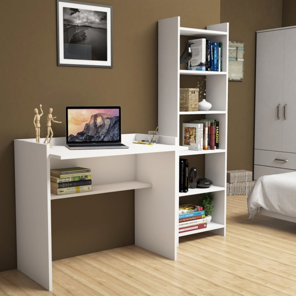 Bimossa Kösem Beyaz Çalışma Masası Kitaplıklı 90 cm T2040 - Y: 80 cm D: 45 cm G: 90 cm Çalışma Masası Fiyatı