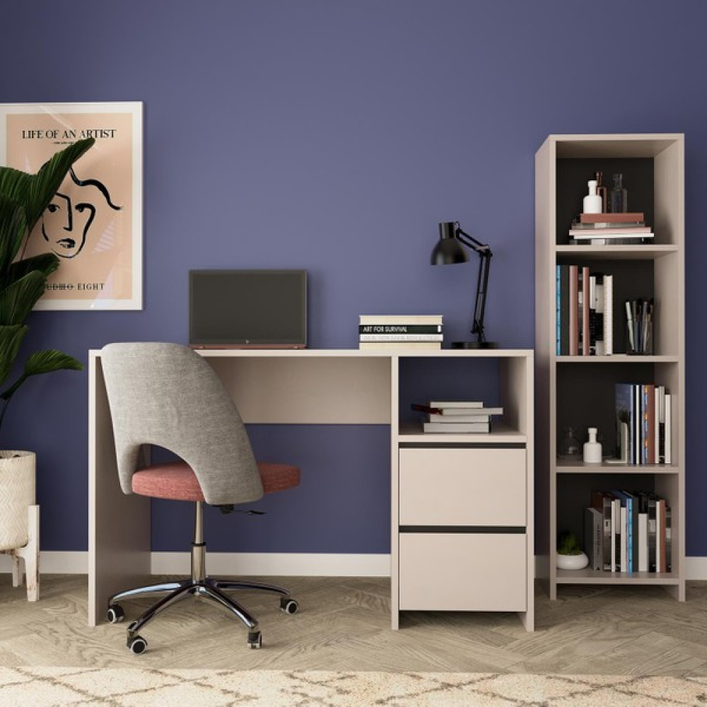 Bimossa Kosta Kitaplıklı Çalışma Masası - 73x113x56 - Açık Gri Çalışma Masası Fiyatı