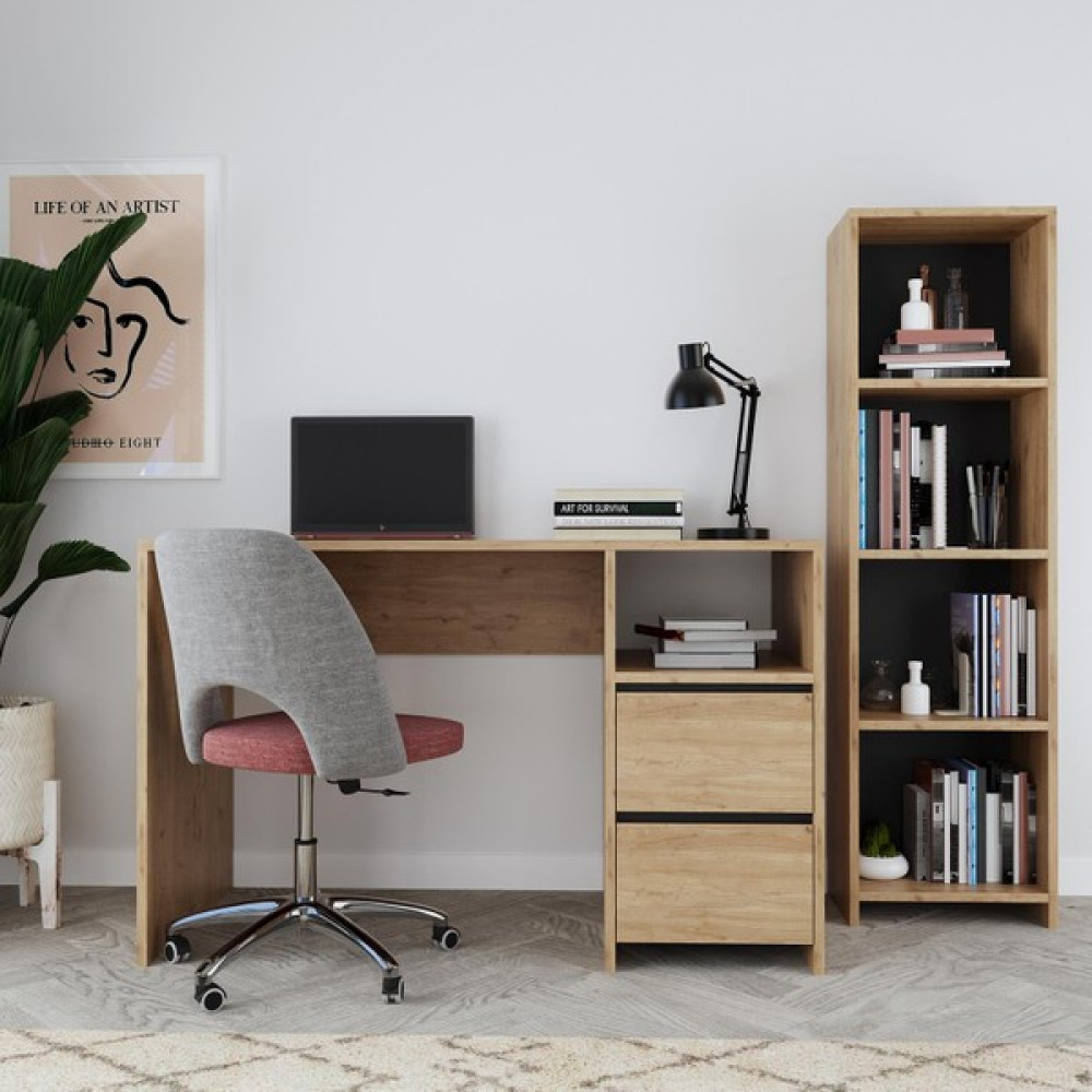 Bimossa Kosta Kitaplıklı Çalışma Masası - 73x113x56 - Meşe Çalışma Masası Fiyatı
