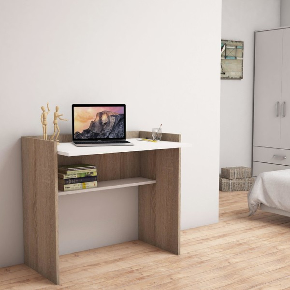 Bimossa S1020 Mehpare Çalışma Masası Ceviz Beyaz - Y: 85 cm D: 45 cm G: 90 cm - Beyaz - Ceviz Çalışma Masası Fiyatı