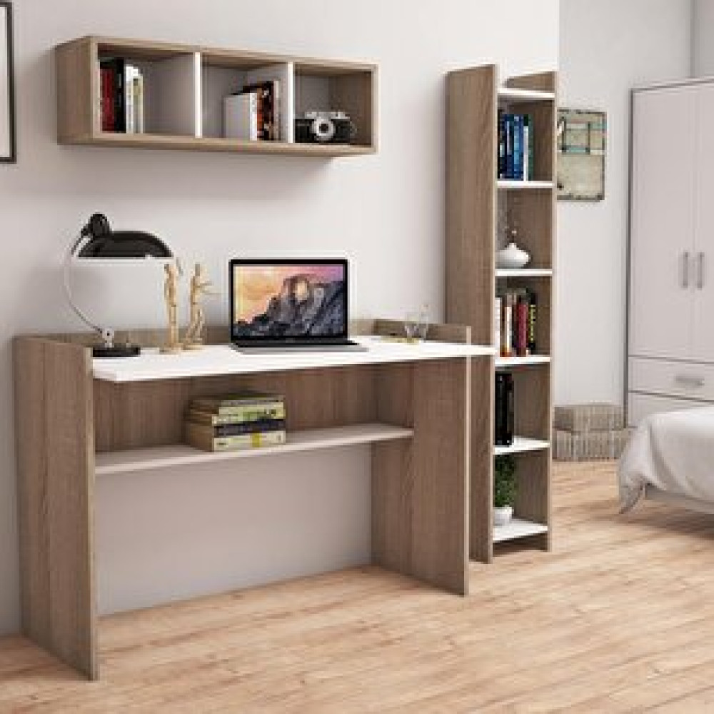Bimossa U6020 Mihrimah Kitaplık Ve Raflı Çalışma Masası Ceviz Bilgisayar Masası Fiyatı