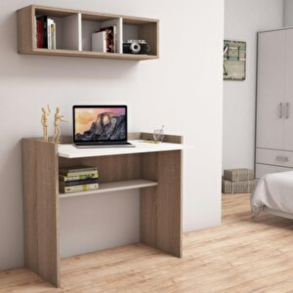 Bimossa V1020 Nakşidil Raflı Çalışma Masası Ceviz/beyaz Bilgisayar Masası Fiyatı
