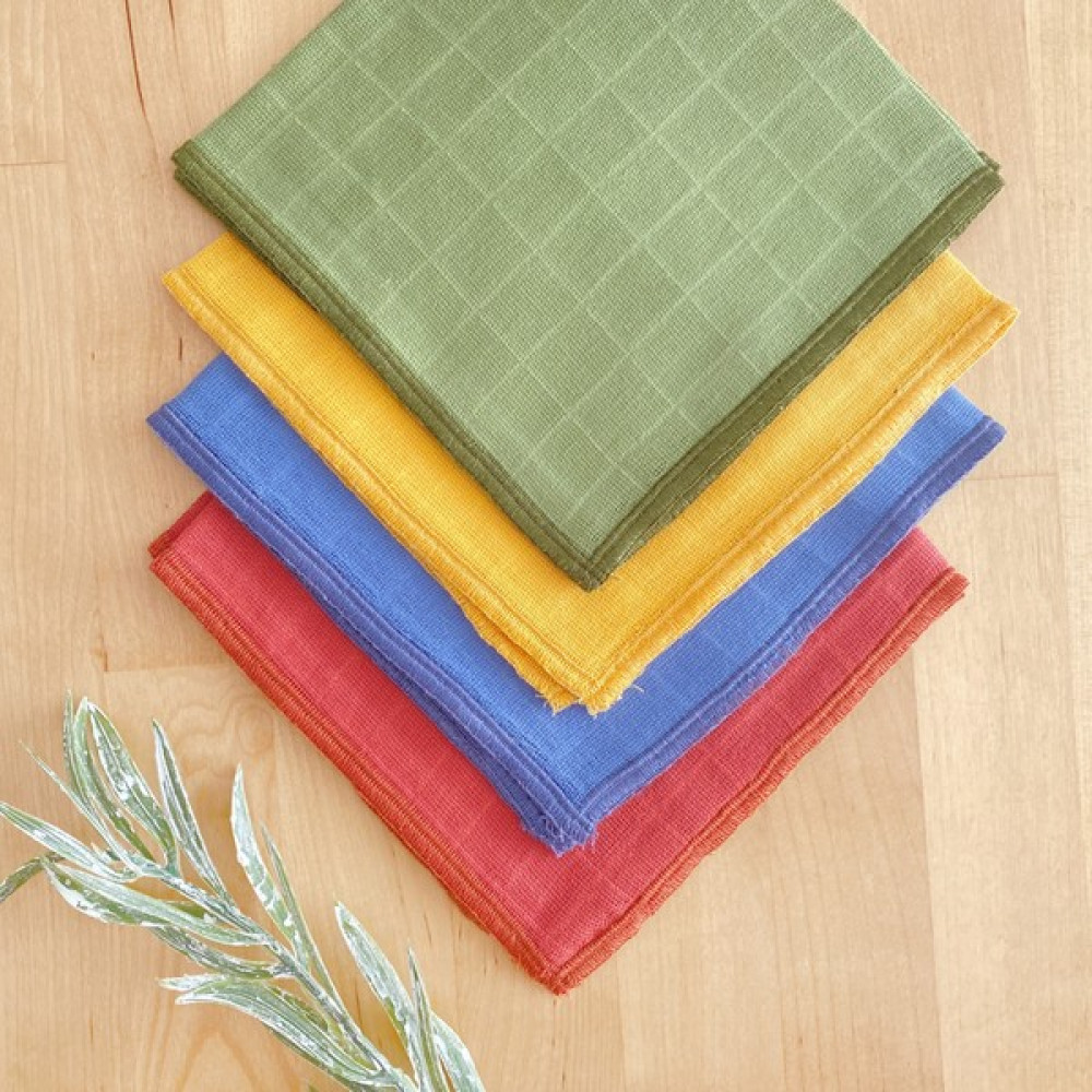 Bimotif Overlok kenarlı müslin kumaş, 4 renkli bebek ağız silme mendil seti, 4 adet 30x30 cm - Gri Hamilelik ve Emzirme Fiyatı