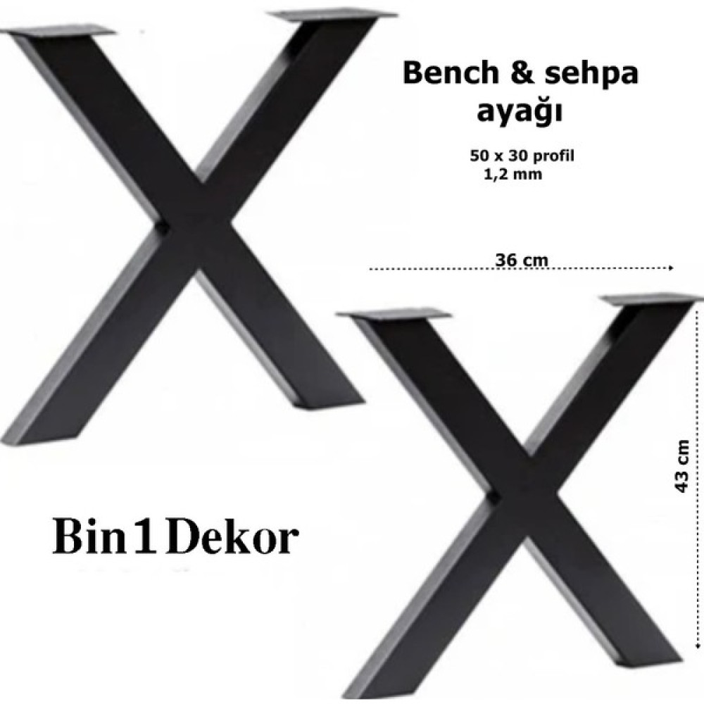 Bin1dekor Metal Sehpa Ayakları Retro Çapraz x Model Ayak Ev Ofis Dekoratif Ahşap Kütük Orta Zigon Sehpa Ayağı Nalburiye & Hırdavat Fiyatı