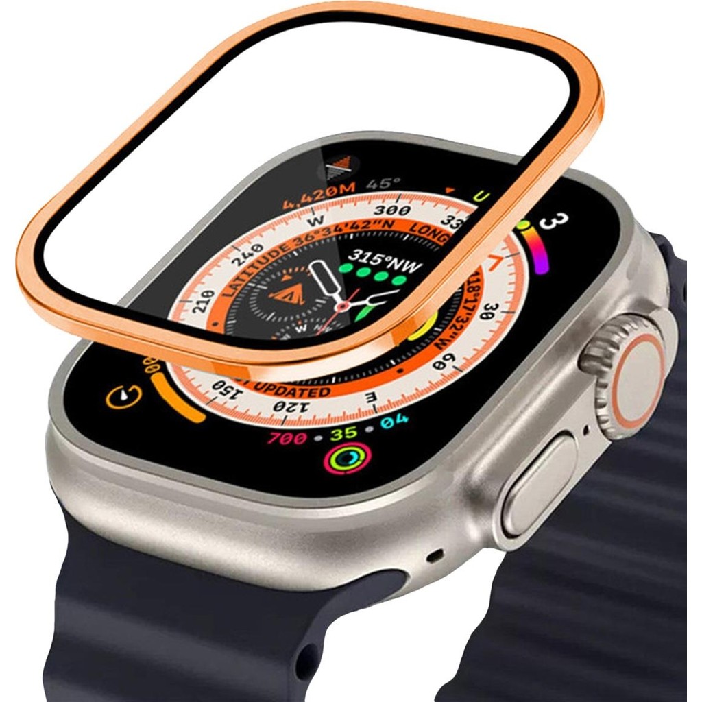 Binano Apple Watch Ultra 49MM Metal Çerçeveli Ekran Koruyucu Turuncu Diğer Fiyatı
