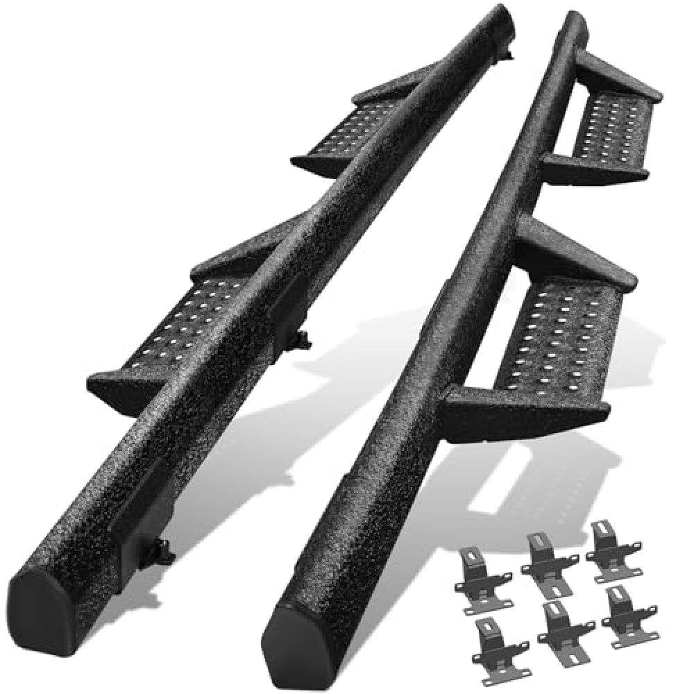 BINARY STAR Curve Design Running Boards Compatible with Vehicle 2018-2025 Jeep Wrangler JL 4 Door, JL Rock Rails Sliders Drop Down Side Steps, Wrangler JL Nerf Bars Step Bars Made with Carbon Steel.