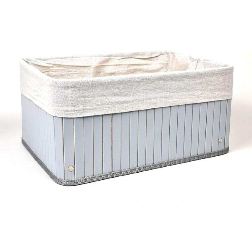 Binbirreyon Bambu Sepet Katlanabilir Astarlı Sepet Dikdörtgen 27X38X18 Açık Gri DD013 - 38cm x 27cm x 18cm Sepet Fiyatı