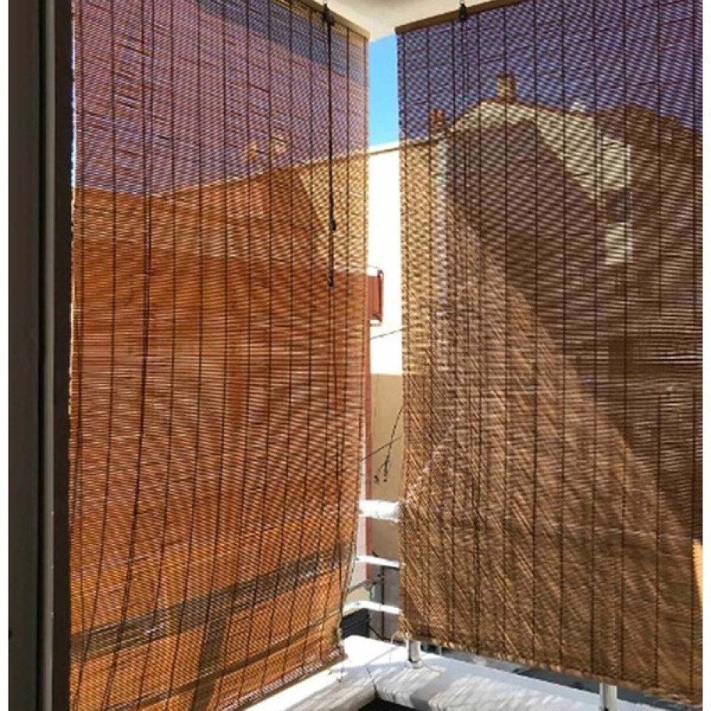 Binbirreyon Kahverengi Doğal Bambu Stor Perde Güneşlik Kullanıma Hazır KD037 - 60 x 180 cm Stor Perde Fiyatı
