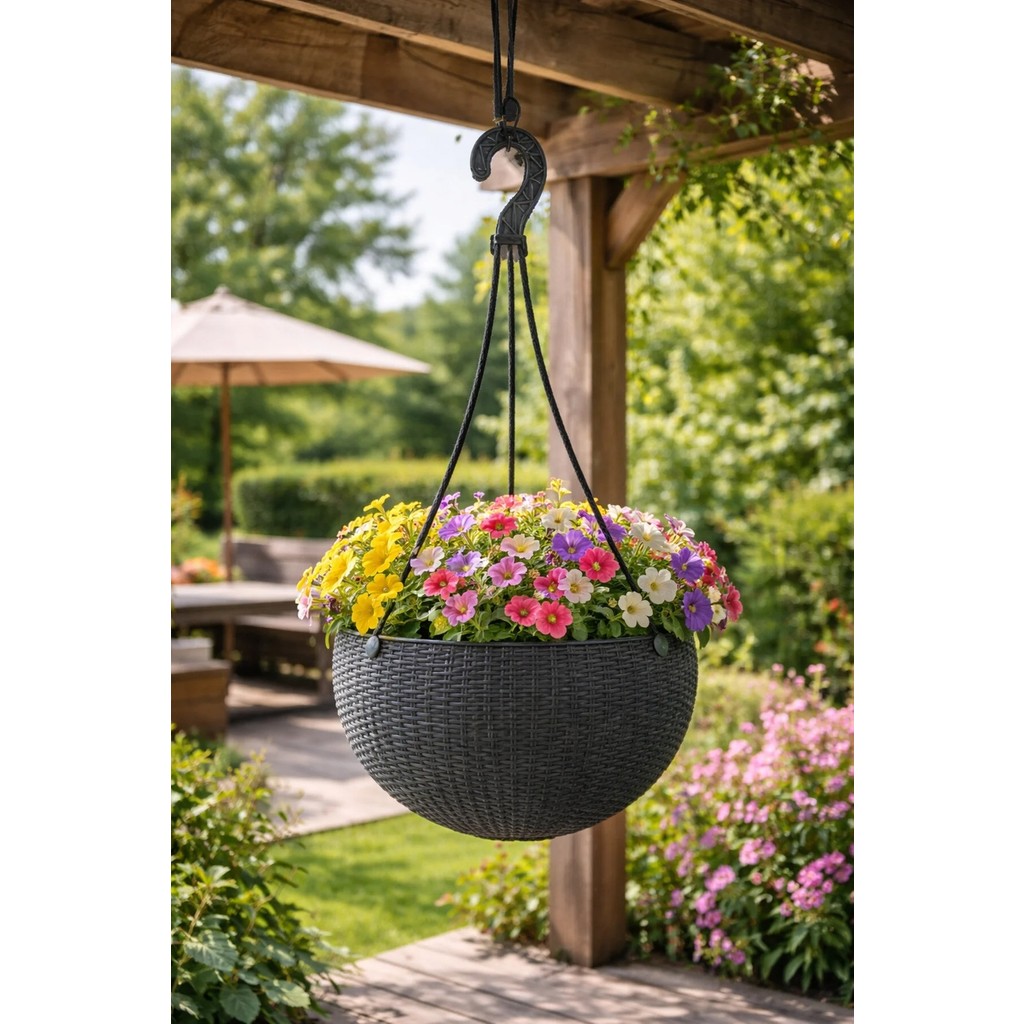 Binbirreyon Rattan Askılı Saksı 26CM Çiçek Saksısı AH164 - Antrasit Saksı ve Aksesuarları Fiyatı