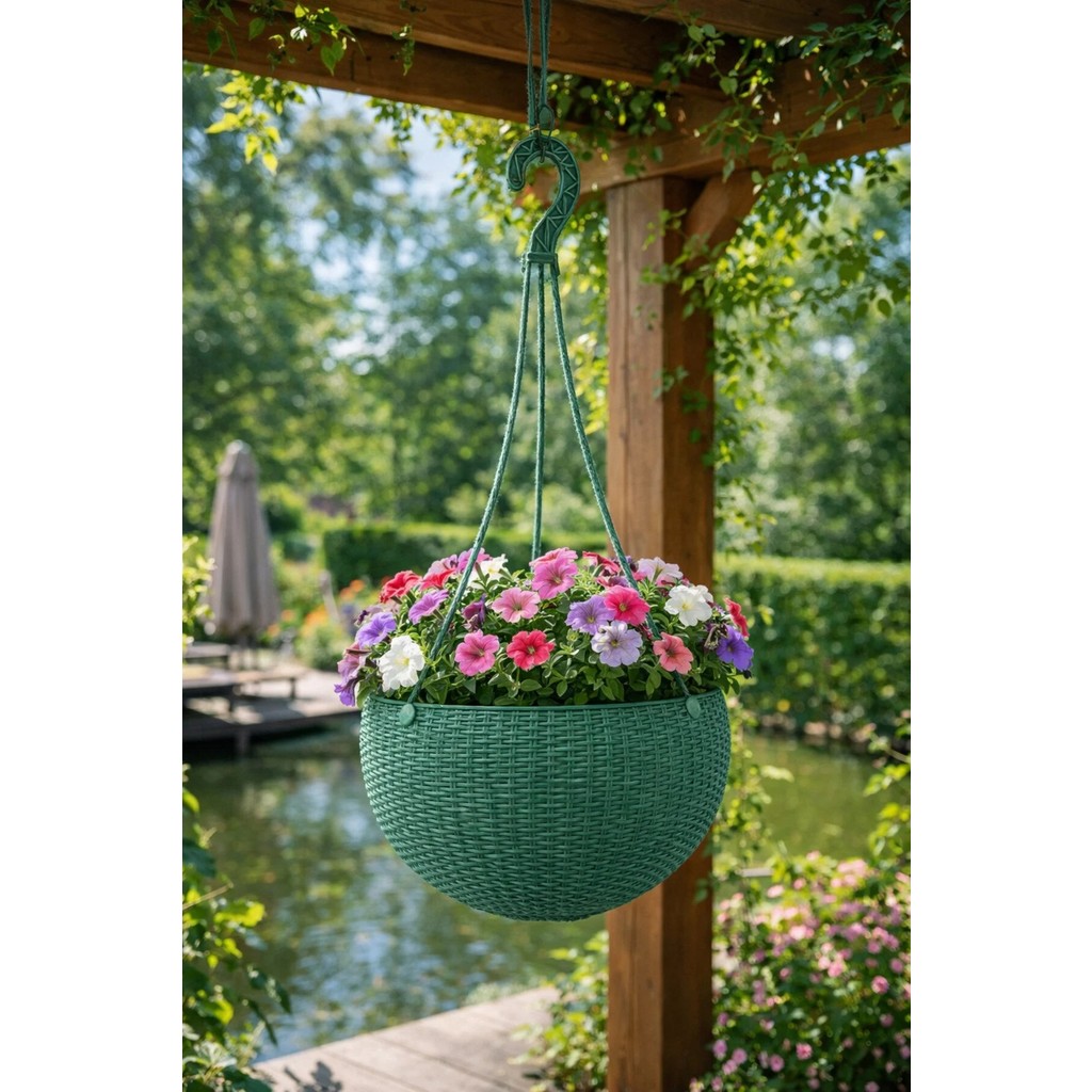 Binbirreyon Rattan Askılı Saksı 26CM Çiçek Saksısı AH164 - Yeşil Saksı ve Aksesuarları Fiyatı