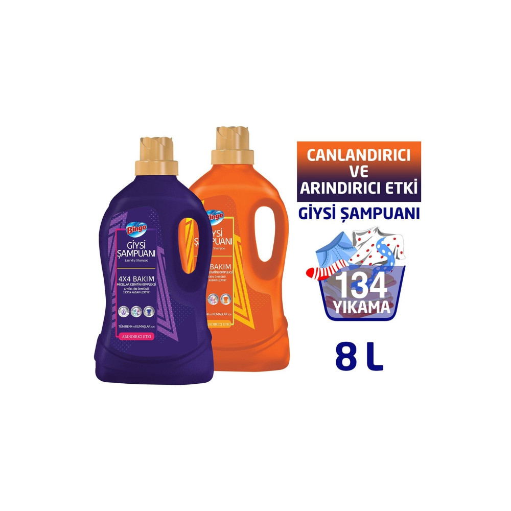 Bingo Giysi Şampuanı Karma Paket 4 Lt X 2 Adet Çamaşır Deterjanı Fiyatı