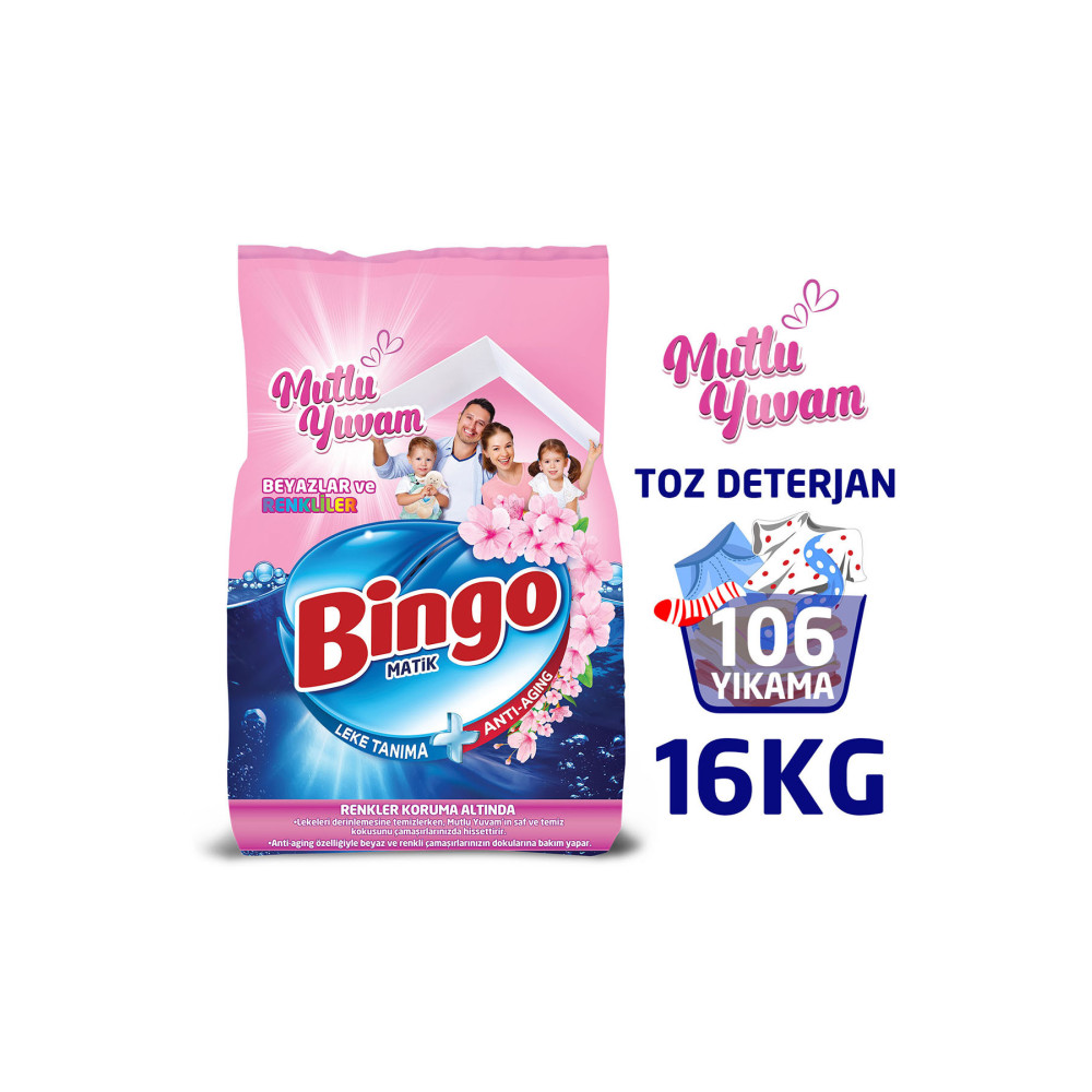 Bingo Matik 8 Kg Mutlu Yuvam Renkliler Ve Beyazlar Toz Çamaşır Deterjanı Ekonomi Paketi 2li Çamaşır Deterjanı Fiyatı