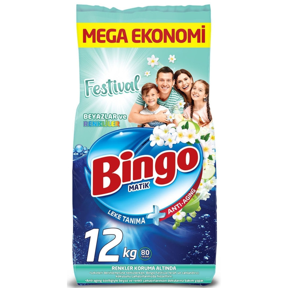 Bingo Matik Festival Renkliler Ve Beyazlar Toz Çamaşır Deterjanı 12 Kg Çamaşır Deterjanı Fiyatı