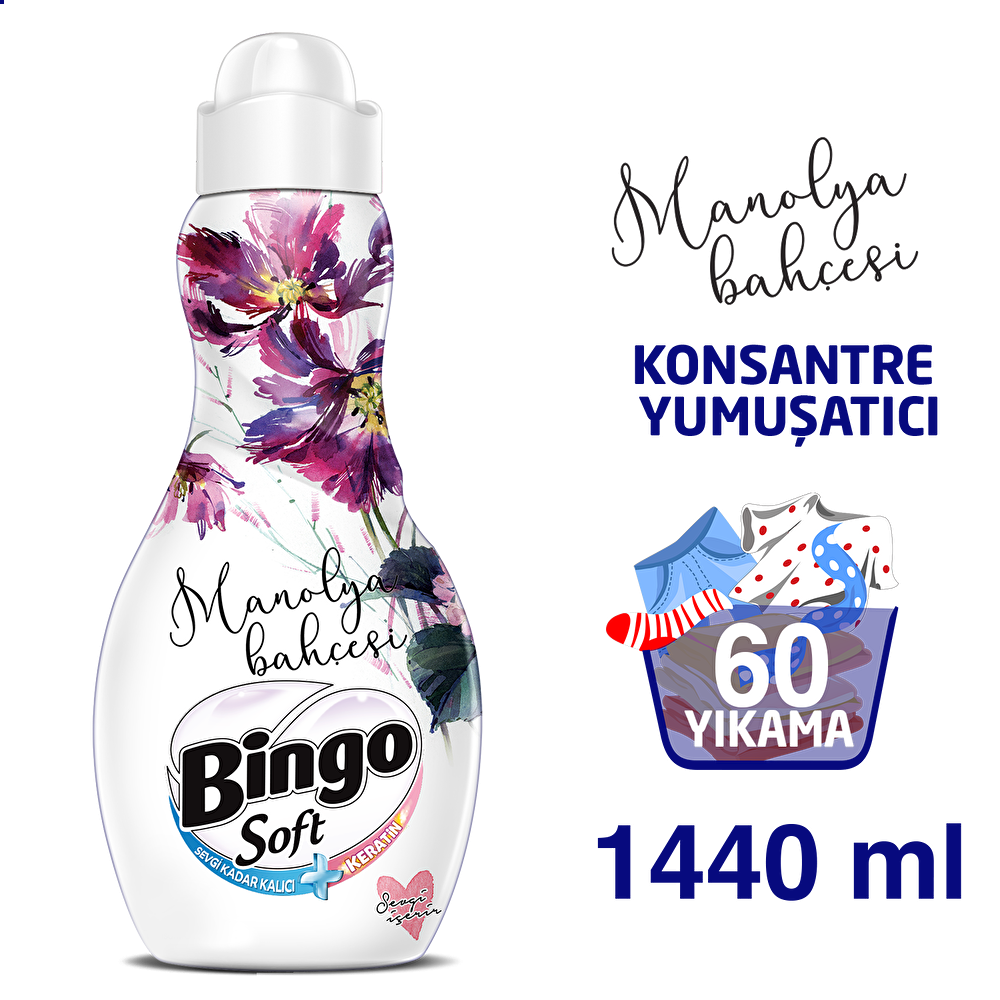 Bingo Soft Sevgi Serisi Konsantre Yumuşatıcı Manolya Bahçesi 1440 ml Yumuşatıcı Fiyatı