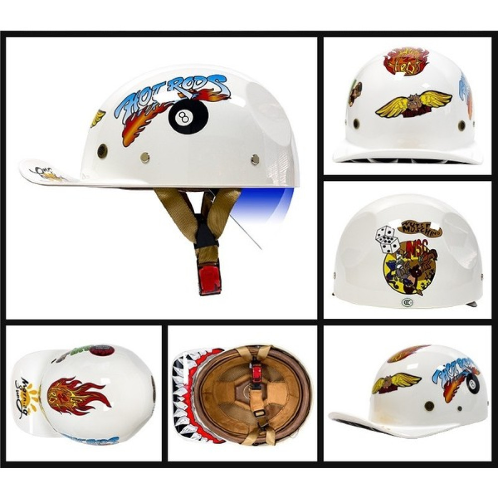 Binicilik Kız Sevimli Beyzbol Şapkası Motosiklet Harley Kask Retro Yarım Kask (Yurt Dışından) - Beyaz - 3XL Motorsiklet Kaskları Fiyatı