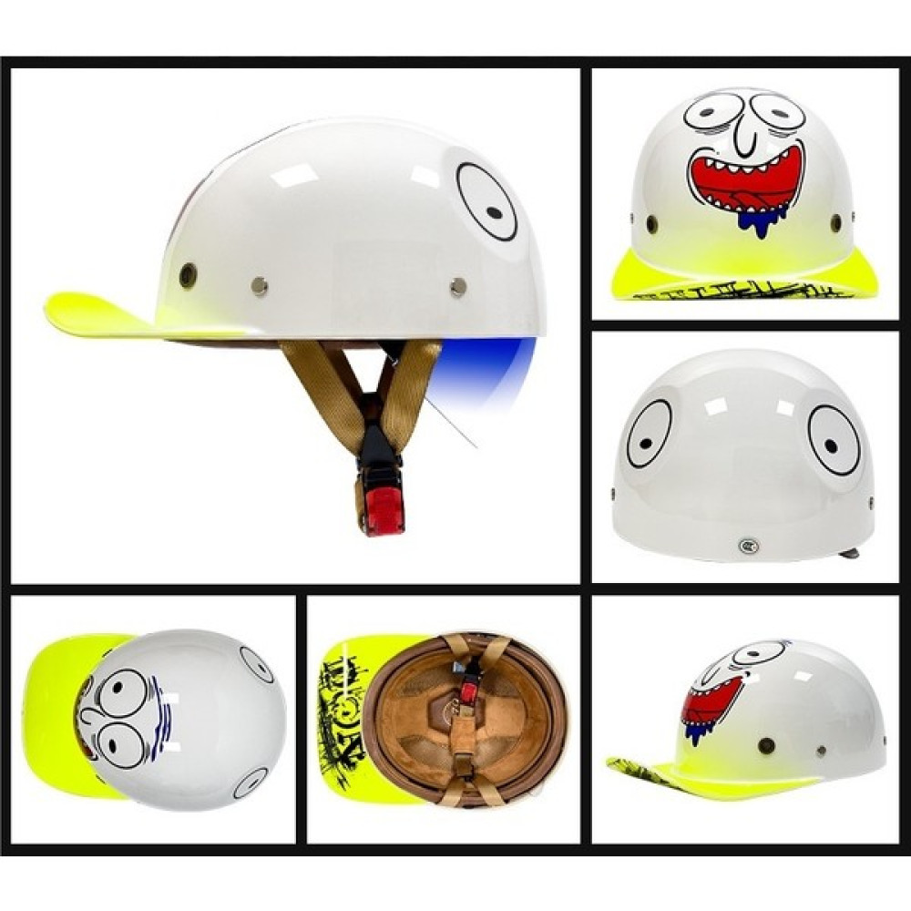 Binicilik Kız Sevimli Beyzbol Şapkası Motosiklet Harley Kask Retro Yarım Kask (Yurt Dışından) - Beyaz - Kırmızı - Siyah - 3XL Motorsiklet Kaskları Fiyatı