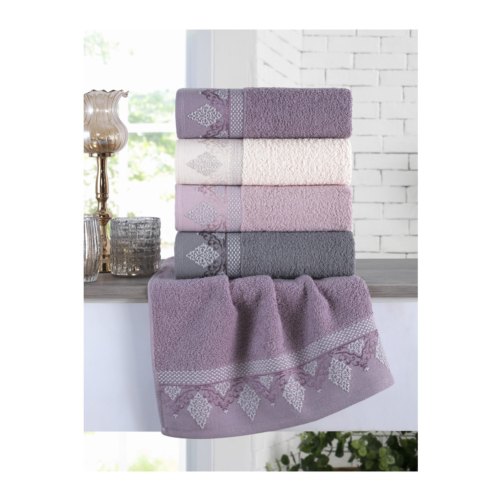 BİNNUR HOME Damask 4lü 50x90 Cm El & Yüz Havlu Seti - Pamuklu Banyo Havlusu Fiyatı