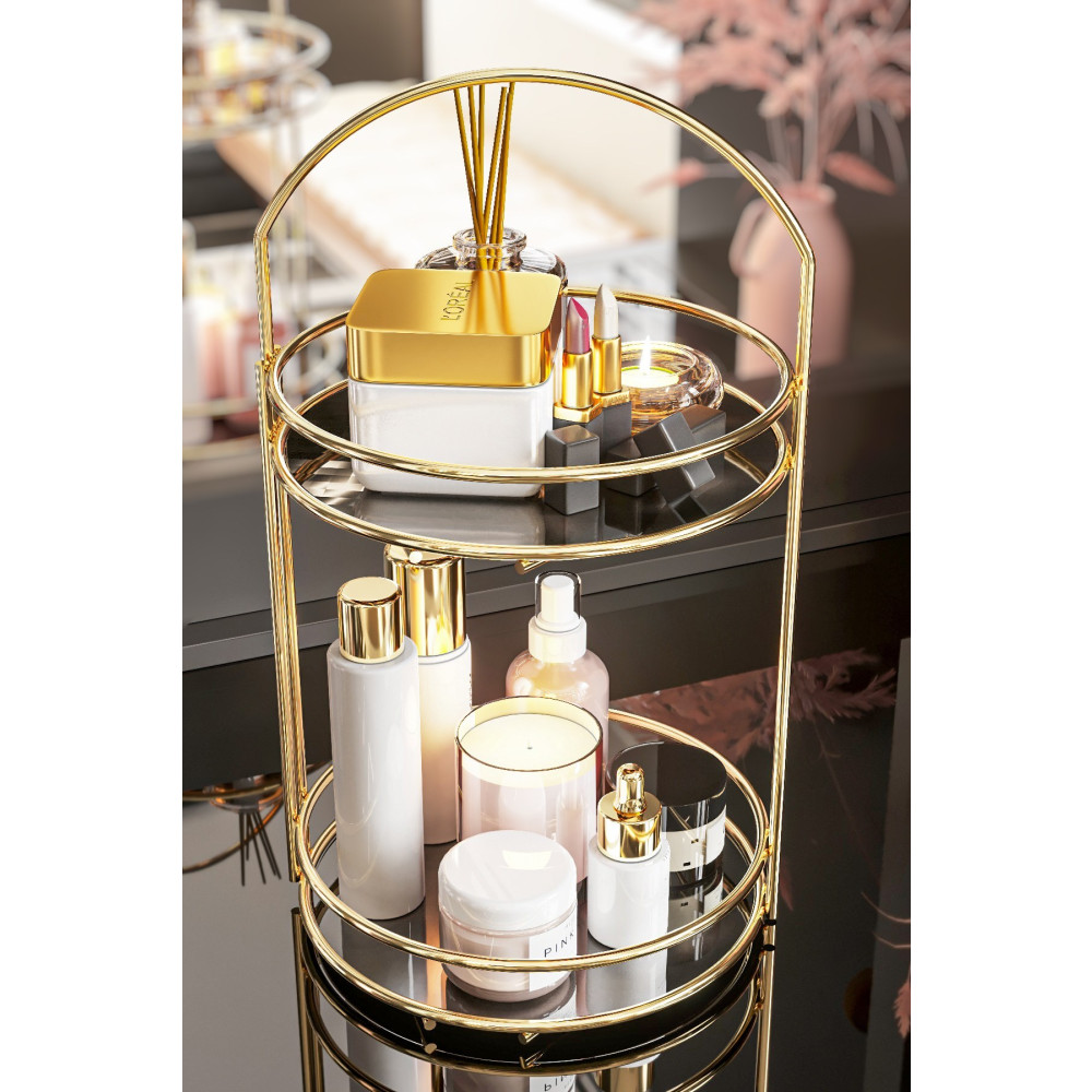Bino Banyo Düzenleyici 2 Katlı 40 CM Gold Lüks Düzenleyici Organizer Banyo Rafı Şampuanlık Dekoratif Banyo Aksesuarları Fiyatı