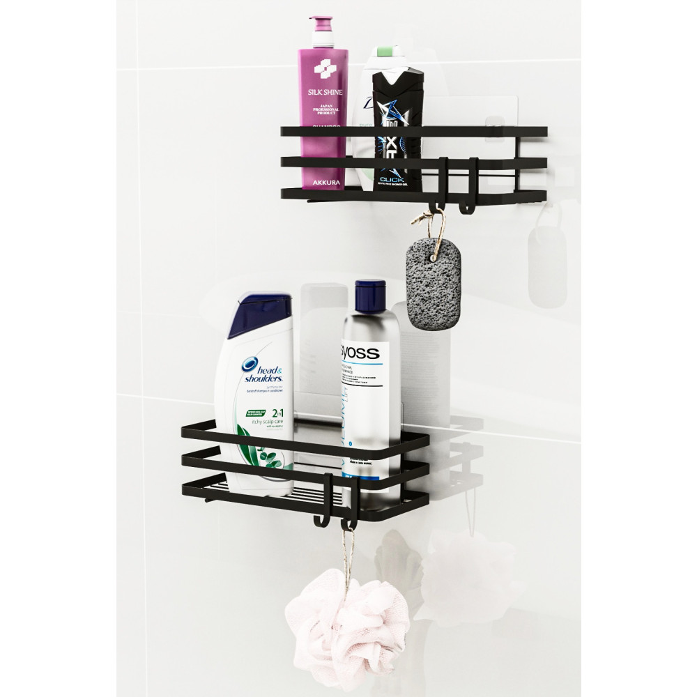 Bino Banyo Düzenleyici Şampuanlık Sabunluk 2 Li Set Lamalı Yapışkanlı 4 Askılı Duş Rafı Organizer Banyo Aksesuarları Fiyatı