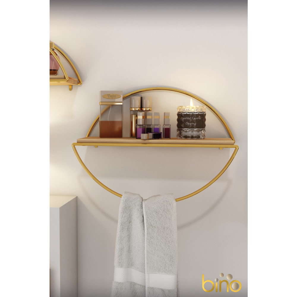 Bino Duvar Rafı Dekoratif Mutfak Banyo Altın Elips Kitaplık Duvar Rafı Fiyatı