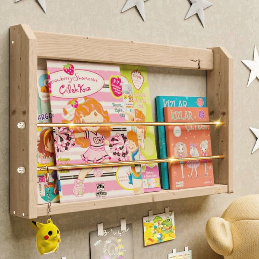 Bino Montessori Kitaplık Çalışma Odası Kitaplık Duvar Rafı Çocuk Odası Raf Oyuncak Rafı Bebek Odası Duvar Rafı Fiyatı