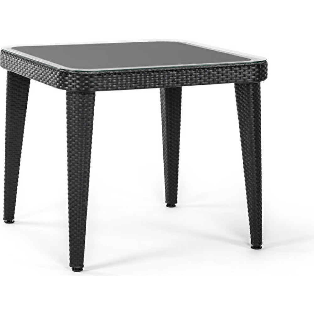 Bintaş Mobilya Siyah Rattan Plastik Temperli Camlı Bahçe Masası 90X90.CM Bahçe Masası Fiyatı