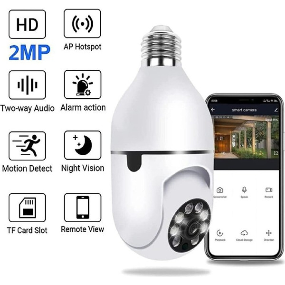 Bintech Ip Ampül Kamera Ptz 1080P 360 Derece Yatay 90 Derece Dikey Hareket Gece Görüşlü Kamera Web Kameraları Fiyatı