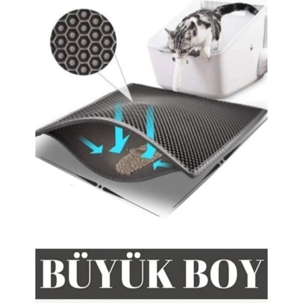 Bio Cat's Elekli Kedi Tuvalet Önü Paspası Büyük Boy Koyu Gri 80x60 cm Evcil Hayvan Ürünleri Fiyatı